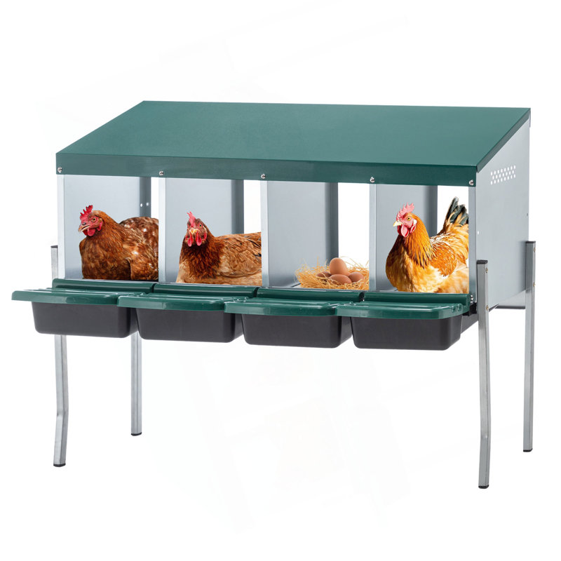 Nid de poule à 4 trous, avec pattes et couvercle pour protéger les œufs, vert