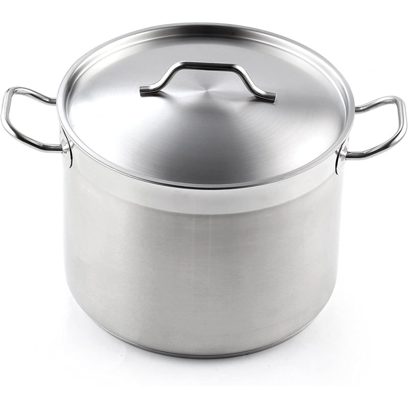 Marmite en acier inoxydable standard de 20 pintes avec couvercle Cooks, grande marmite pour la cuisson des pâtes, soupe, marmite avec chauffage uniforme, va au four, va au lave-vaisselle, batterie de cuisine pour la mise en conserve, ébullition