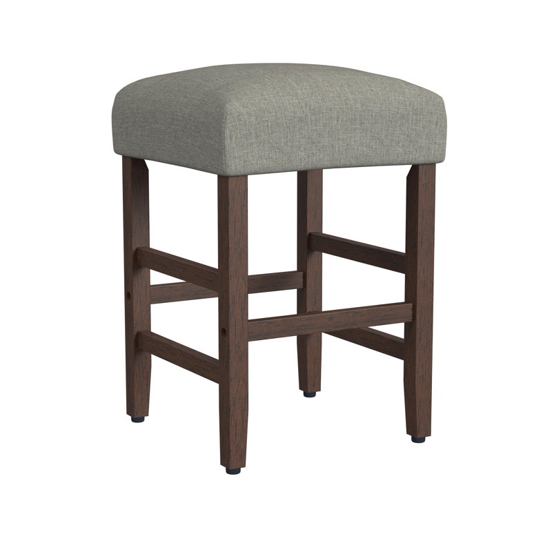 Proxima 24" Seat Height Square Counter Stool, Gray Woven, Dark Walnut