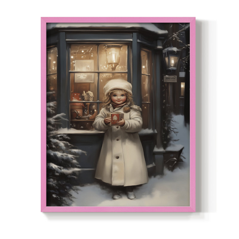 Art des Fêtes de Noël - série 2-CCCCL XXXVII, reproduction encadrée - bois massif, Rose, H 30 po x l 24 po