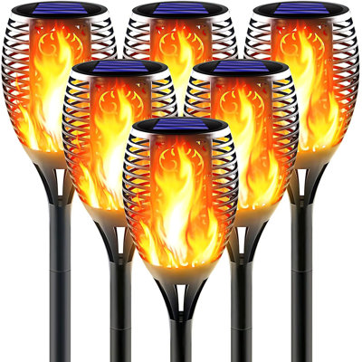 Grande torche solaire avec flamme vacillante, torches solaires décoratives d'extérieur Tiki