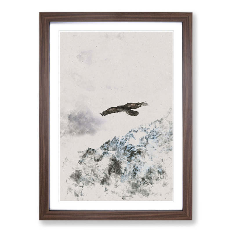 Eagle Flying High - Picture Frame Graphic Art, 65cm H x 48cm W x 2cm D, Walnut