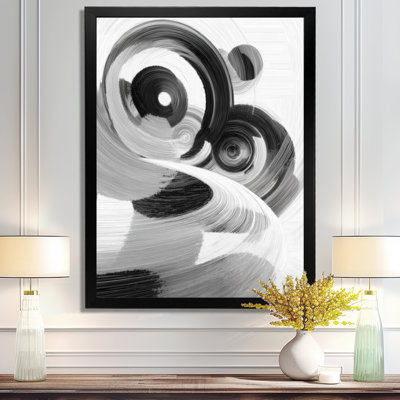 «White and Black Ink Spiral - Abstract Spirals Wall Art For Living, White Abstract, reproduction sur toile