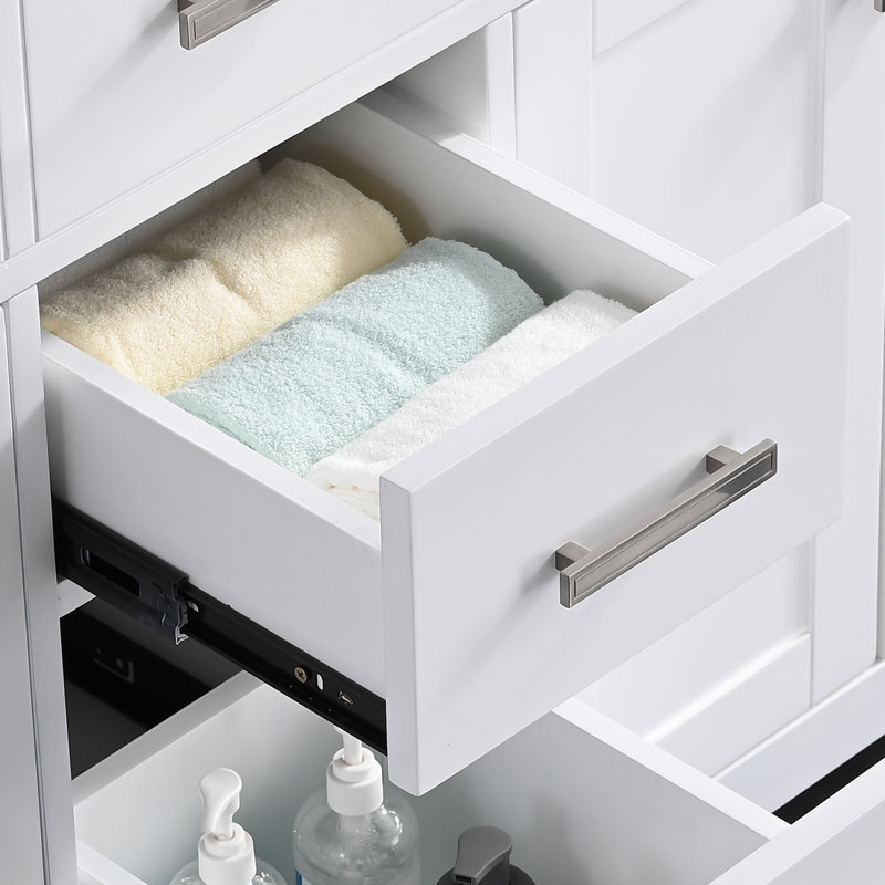 Ensemble de meuble-lavabo double 60 po en marbre blanc Carrera