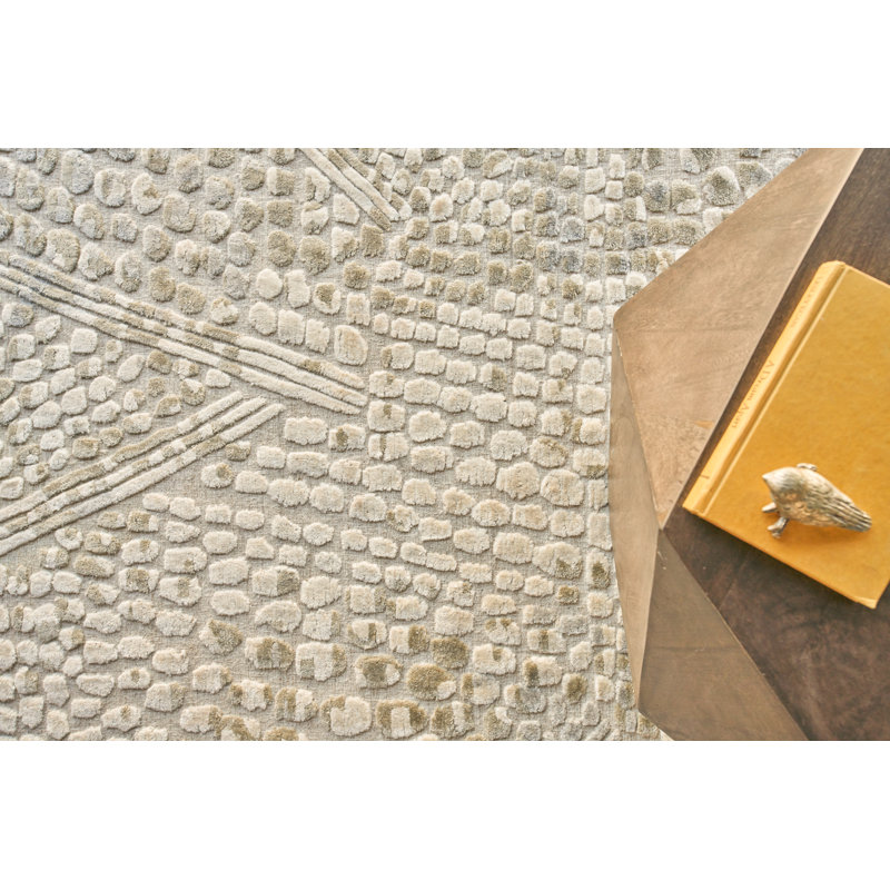 Overture Handmade Hand-Loomed Beige/Gray Area Rug, Rectangle 9' x 12'