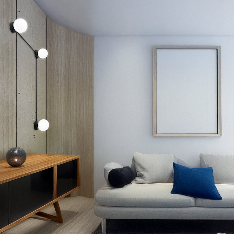Applique murale en forme de L 3 lumières