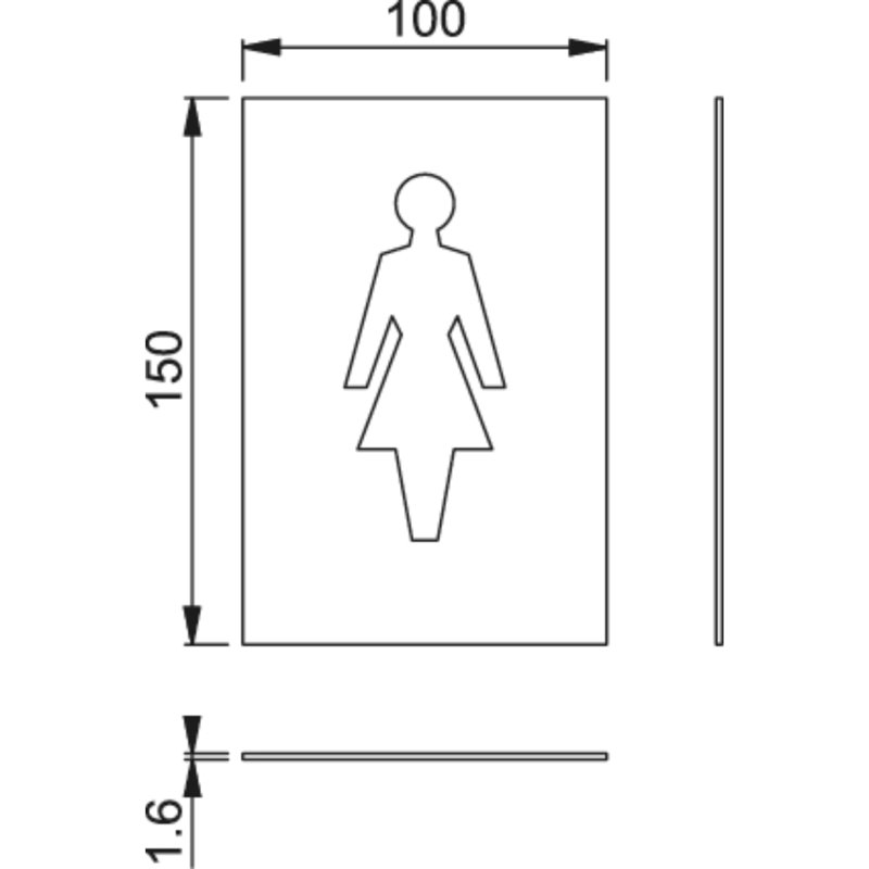 Amaryia Female Sign 100Mm X 150Mm, Traffic White