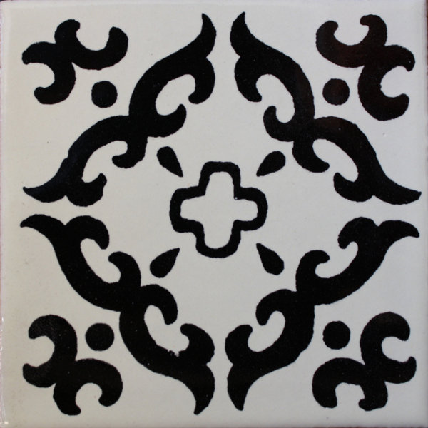 4.2" x 4.2" 9pcs TalaMex Black Barroco Mexican Clay Tile Handmade Talavera Backsplash Mosaic