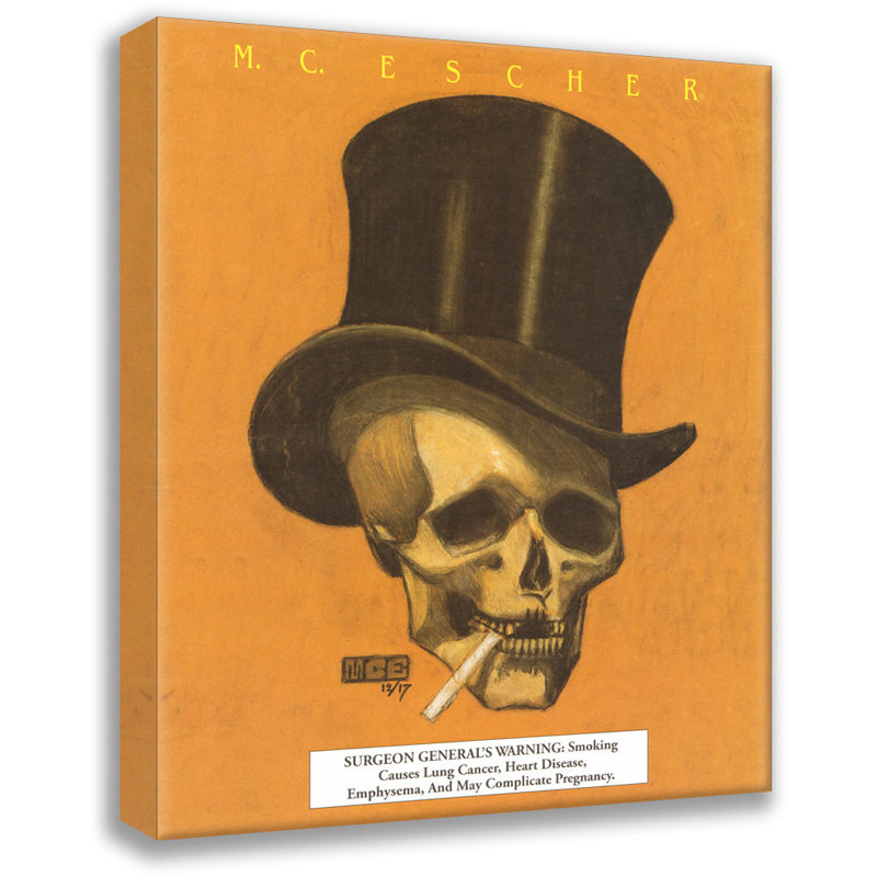 Toile tendue Skull with Cigarette par M.C.Escher, H 24 po x l 17 po
