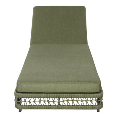 Chaise longue Iskar de 78,74 po de long style côtier moderne tissé avec dossier réglable, roulettes et coussin amovible