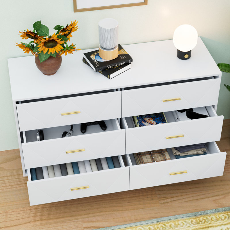 47.24'' W 6 - Drawer Dresser, White