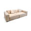 Canapé modulaire en cuir véritable couleur crème avec coussins.-1157689894