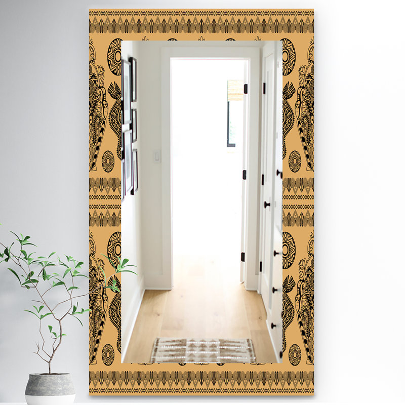 Bohémien décoratif ethnique et miroir mural traditionnel, H 39,4 po x l 29,5 po