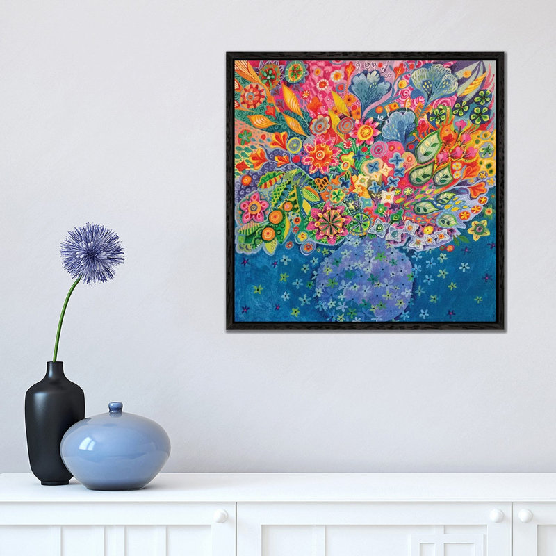 Beautiful Blooms by Imogen Skelley - Painting on Canvas, Black Framed, 45.72cm H x 45.72cm W x 3.81cm D