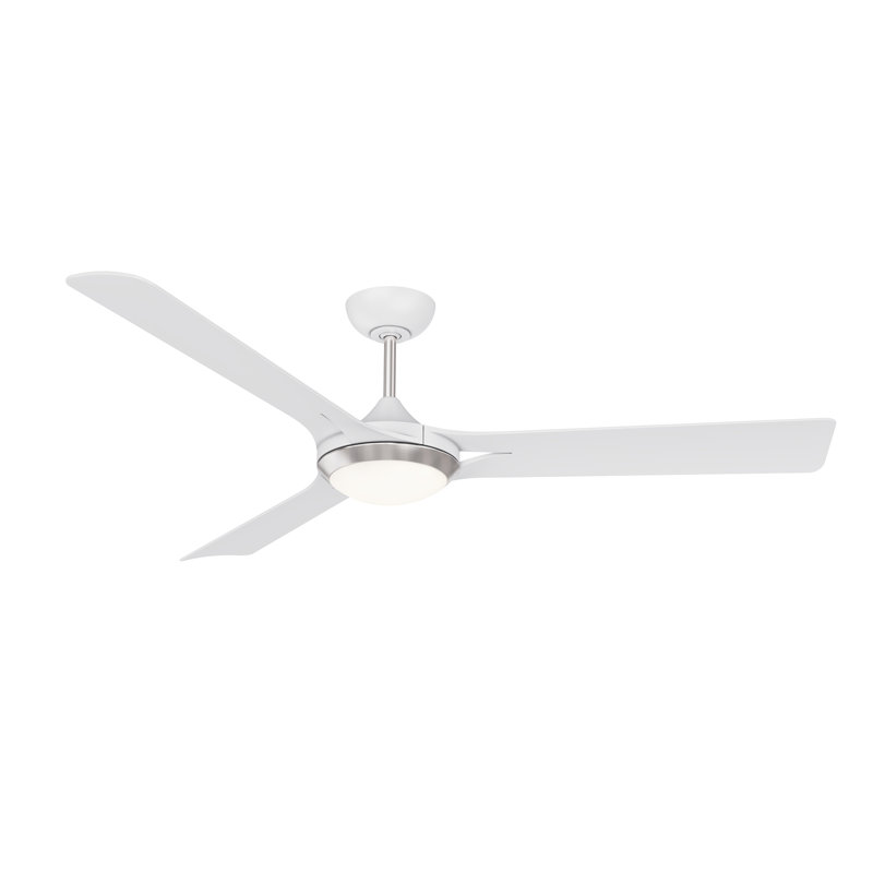 Ventilateur de plafond 60 po avec lumières DEL Gladies, Blanc mat / nickel satiné