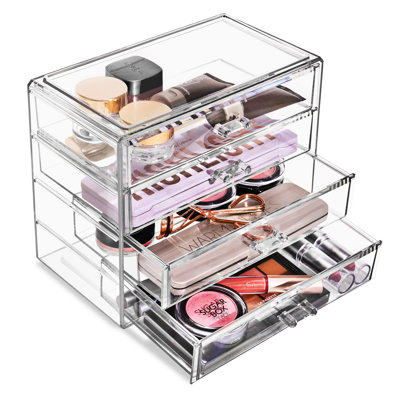 Ensemble de rangement en acrylique, meuble-lavabo 4 tiroirs, rangement pour comptoir (transparent)