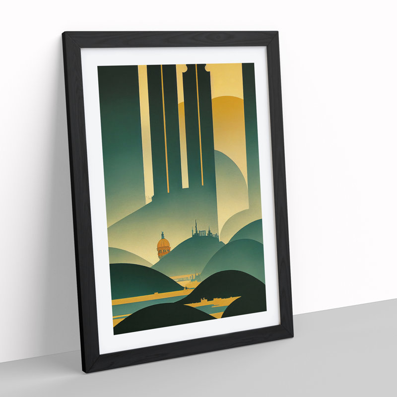 Mountain Landscape Abstract No.3 - Framed Print, Black, 64cm H x 46cm W x 2cm D