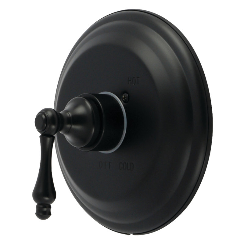 Ensemble robinet de douche Kingston Brass Restoration à poignée unique et garniture équilibrée - Robinet inclus, Matte Black