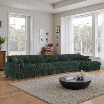5-Piece Faux Rabbit Fur Sectional Sofa
