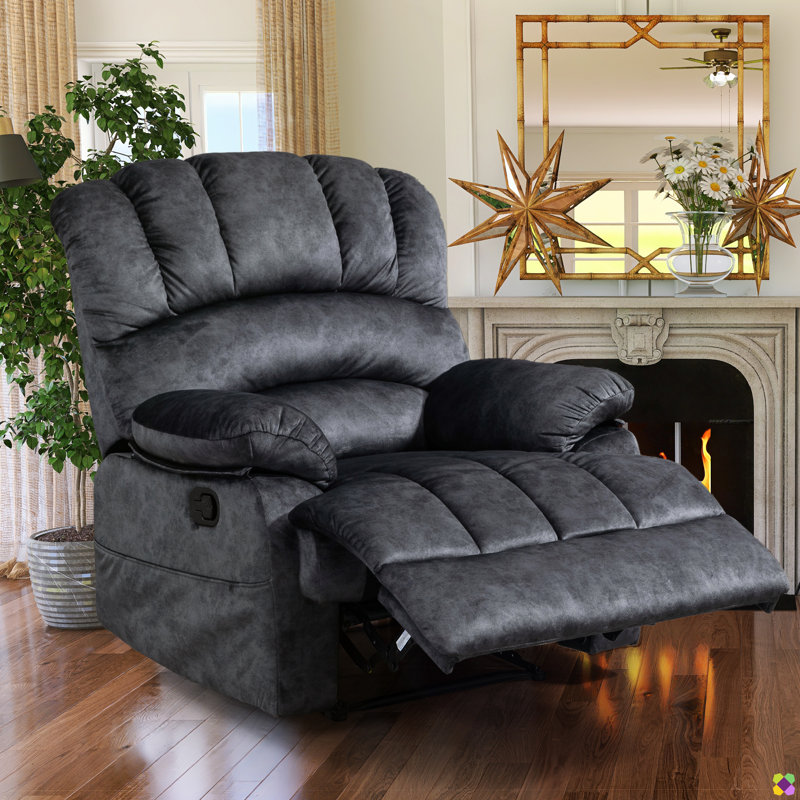 Chemika 40" Wide Oversize Upholstery Manual Recliner, Dark Gray