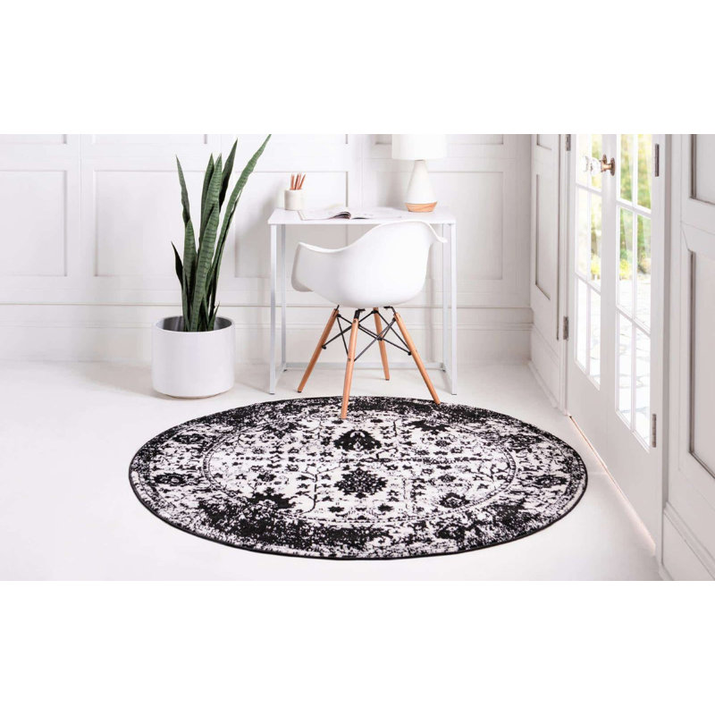 Geddis Ikat Indoor Rug, Round 7'