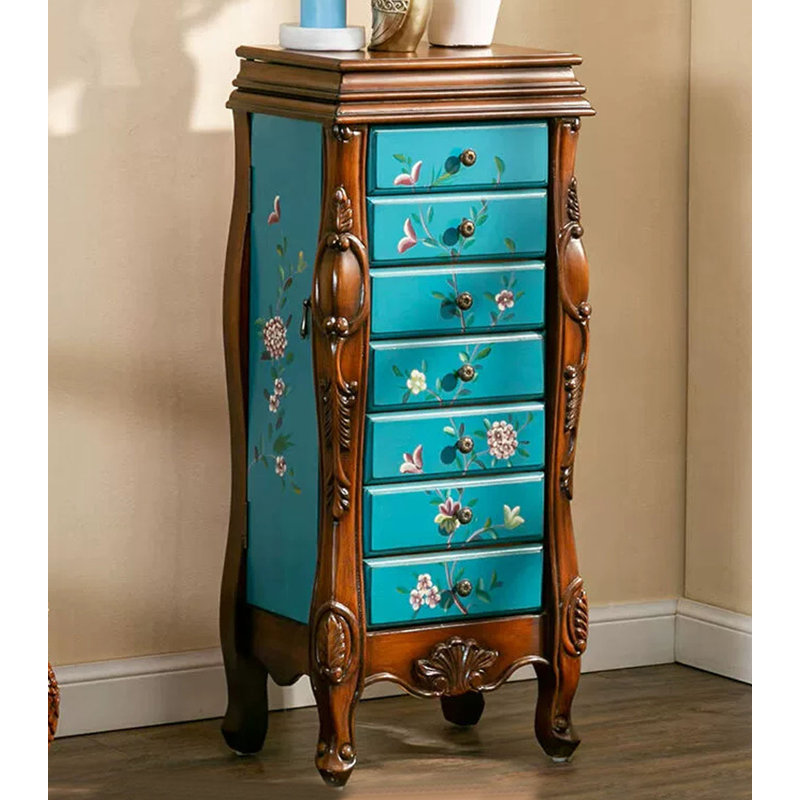 American-Style Rubberwood Jewellery Storage Chest