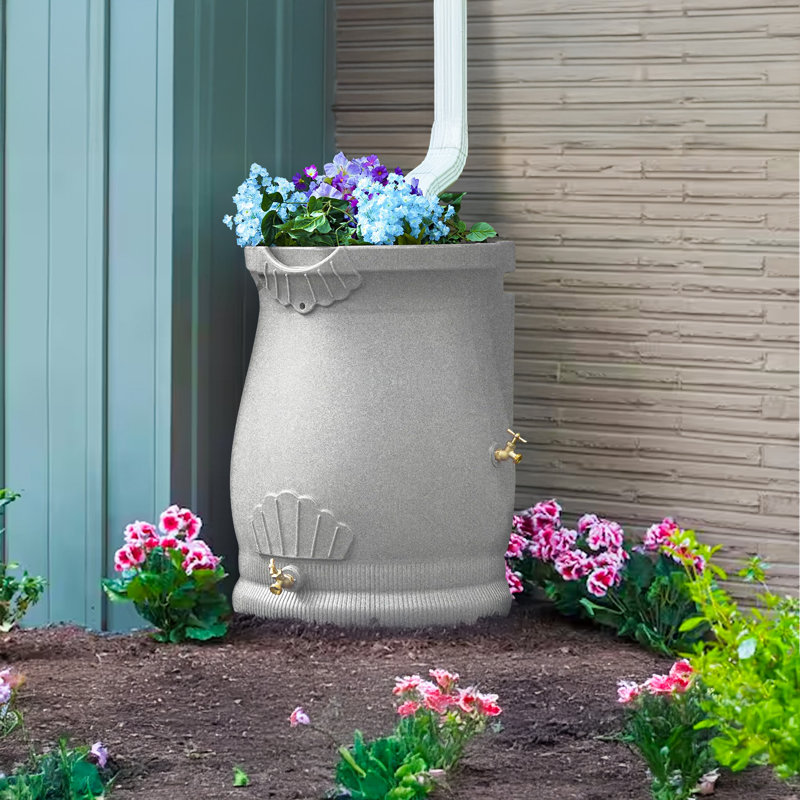 50 gallons Baril de pluie en résine résistant aux intempéries, Granite pâle