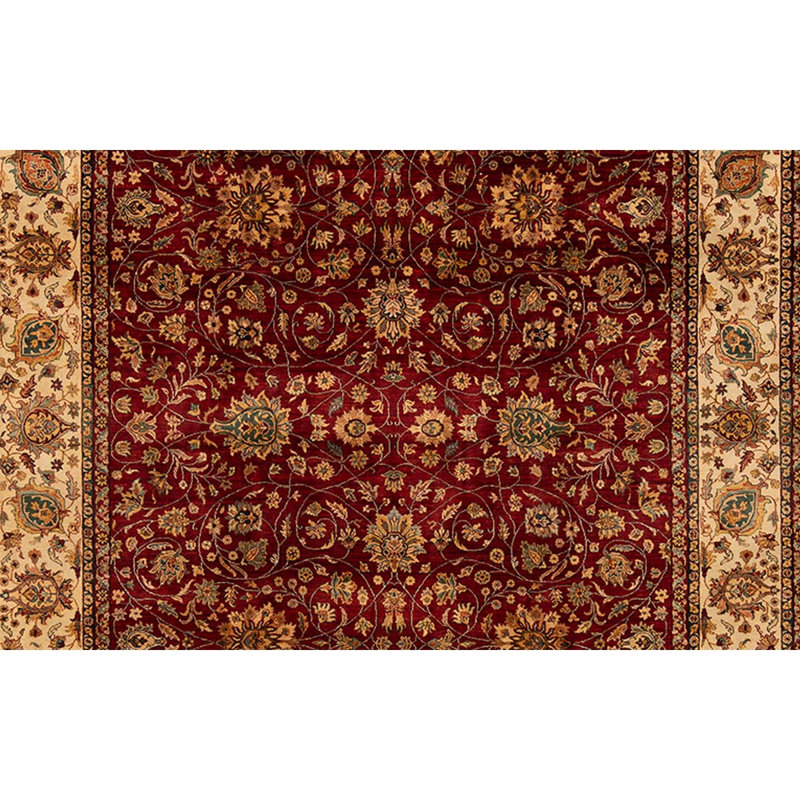 Tapis rouge / beige / brun de haute qualité noué à la main One-of-a-Kind