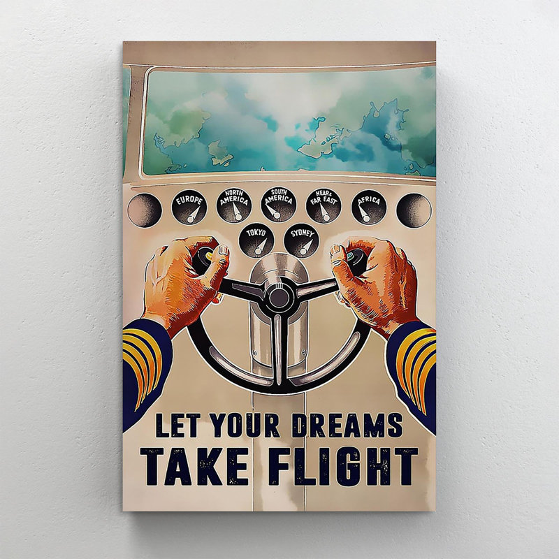 "Pilot Let Your Dreams Take Flight" - 1 pièce Rectan Pilot Let Your Dreams Take Flight - impression sur toile tendue