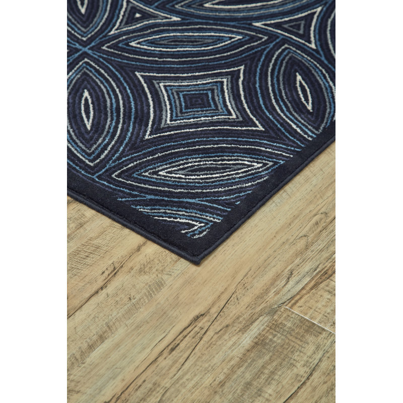 Tapis noir / gris à motif géométrique, Rectangle 10 pi x 13 pi 2 po