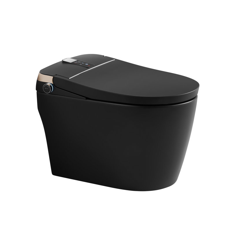 Toilette allongée au sol à hauteur de chaise Aqua Gallery 1,27 gallons GPF (siège inclus), Noir mat