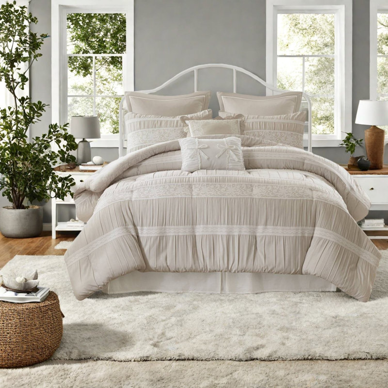 Ensemble de literie luxueuse en polyester 7 pièces de style jacquard pour la maison