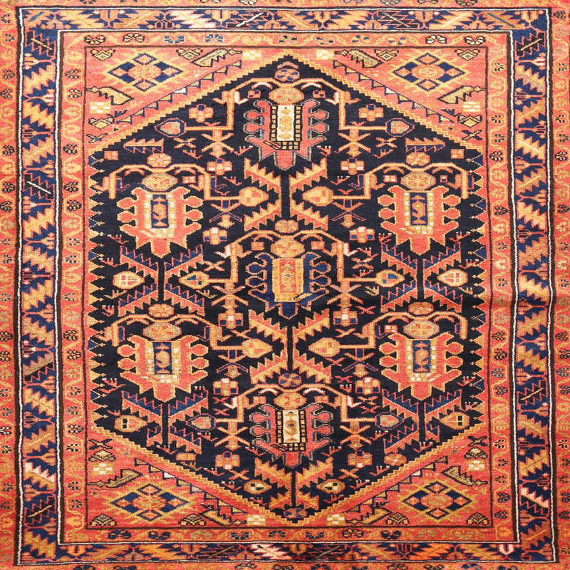 Tapis traditionnel rouge / brun / beige, Rectangle 2 pi x 5 pi