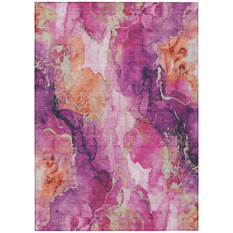 Machine Washable Indoor/Outdoor Xhevrie Garnet Rug