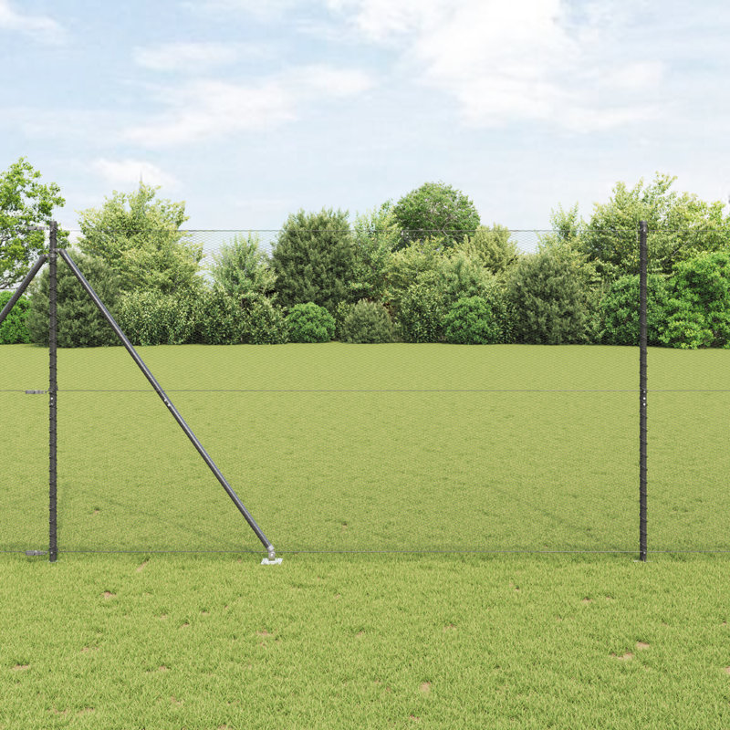 Vidaxl Hexagon Fence Steel, Grey, 160cm H x 5000cm W