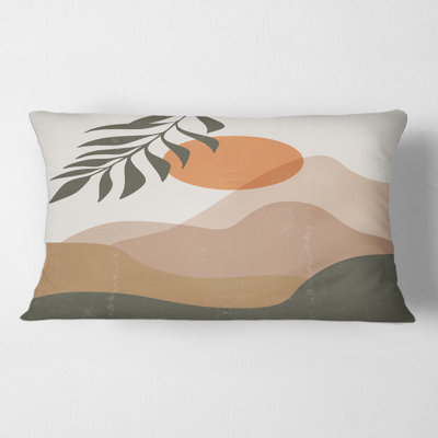 Abstrait lune rouge dans les montagnes aux tons de terre I - coussin imprimé moderne