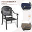 Fauteuil de patio en aluminium coulé, 2 pièces, noir, sièges confortables, revêtement haute température, chaises de salle à manger empilables 2 pièces peu encombrantes, cadres noirs, intempéries, sièges rembourrés, ergonomique