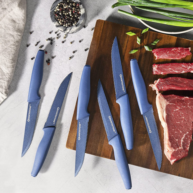6 Piece Stainless Steel Steak Knife, Blue