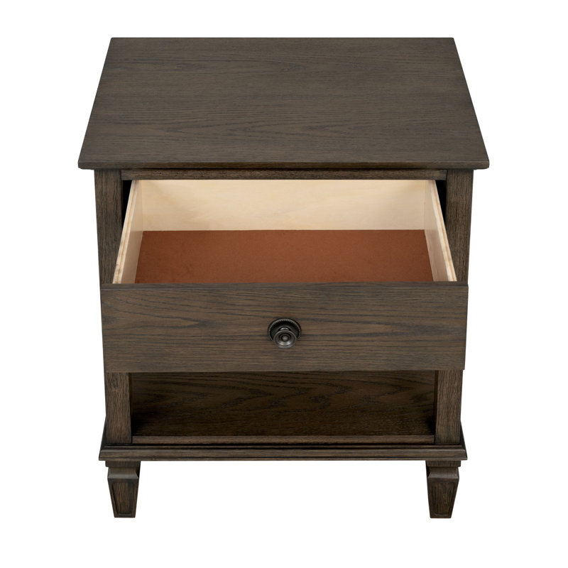 Victoria Bedside 1 Drawer Nightstand, Antique Brown
