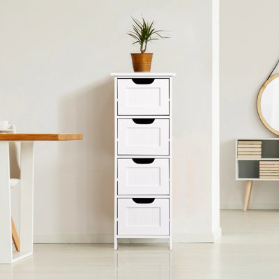 Armoire à tiroirs blanche élégante avec construction spacieuse et autoportante