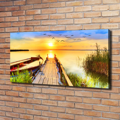 Boat And Pier - Wrapped Canvas Print