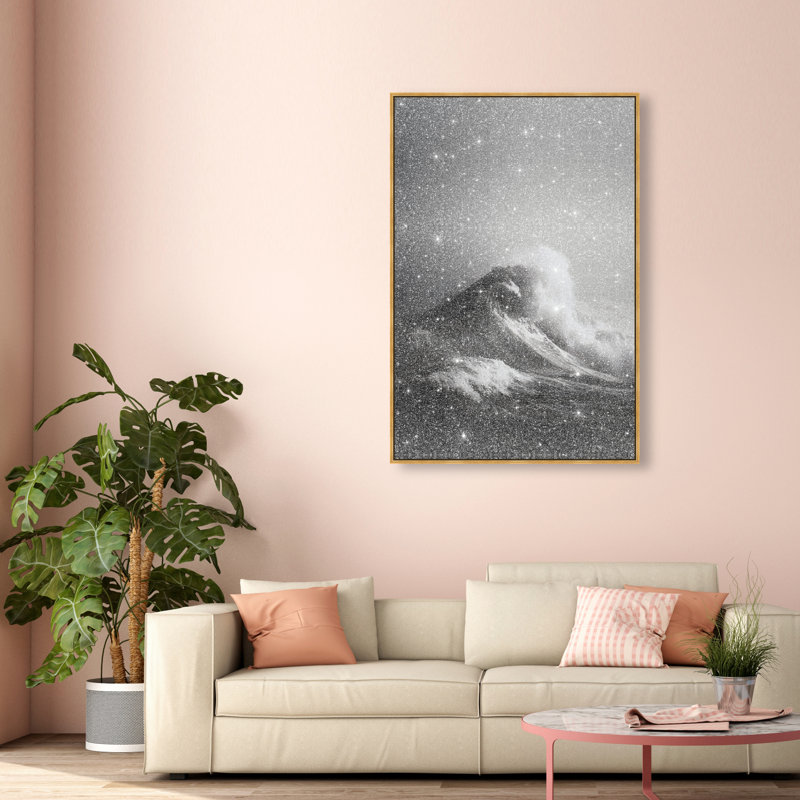 Tectonic Flow I Graphic Art Canvas, 37"H x 55"W, Gold Floater Frame