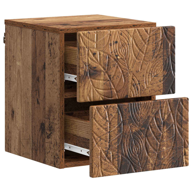 34.5cm W Composite Bedside Table, Old Wood