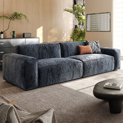 Canapé modulaire en chenille bleue