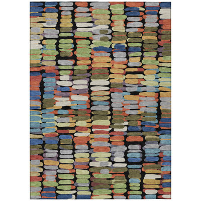 Machine Washable Indoor/Outdoor Chantille ACN2349 Abstract Rug