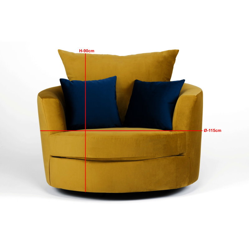 Laci Velvet Swivel Armchair, Mustard