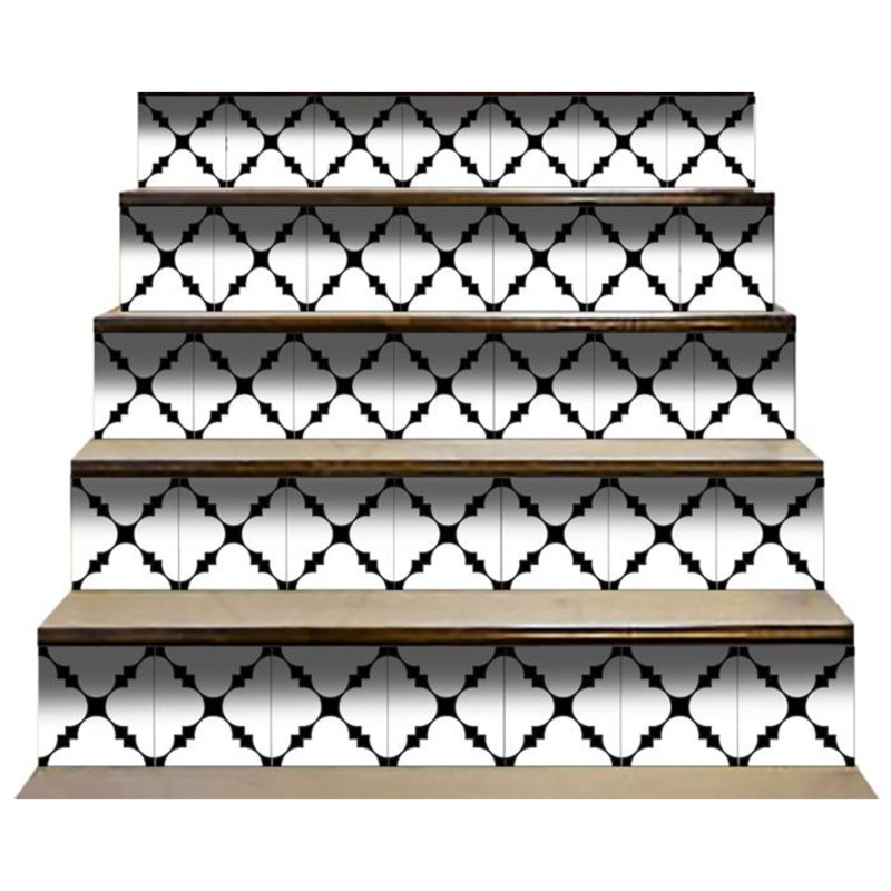 Carreau de mosaïque auto-adhésif en vinyle 6 po x 6 po, Noir / blanc