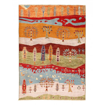 Tapis en laine d'agneau unique 3 pi 4 po x 5 pi 11 po Aparna