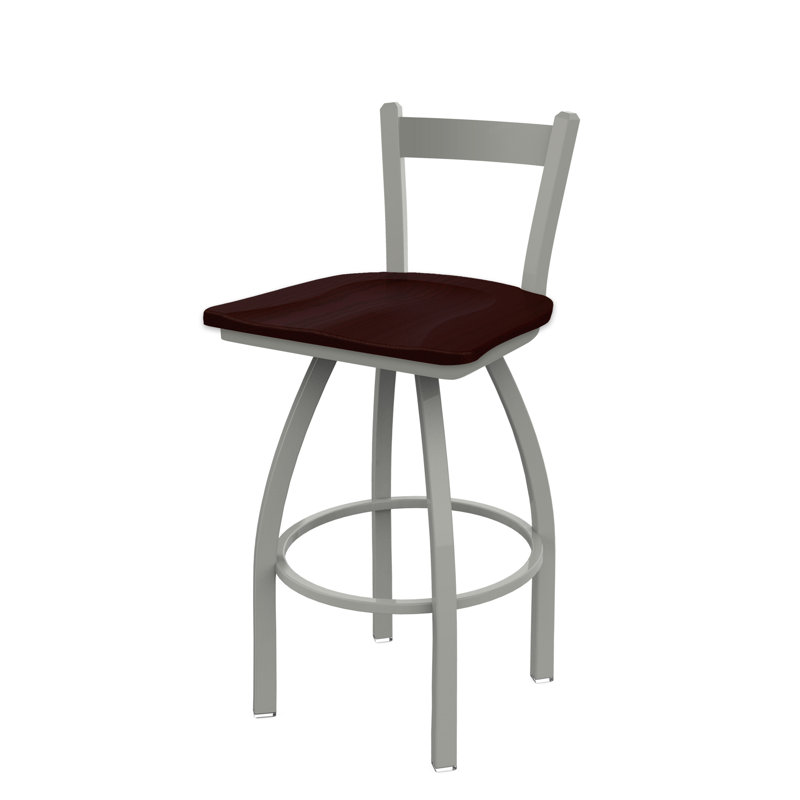 821 Catalina Low Back Swivel Counter Stool, Anodized Nickel, Wood-Dark Cherry Oak, Counter Stool ( 25" Seat Height)
