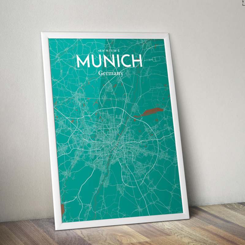 Munich City Map - No Frame Print, 61cm H x 45.7cm W x 0.13cm D x 0.13 cm D